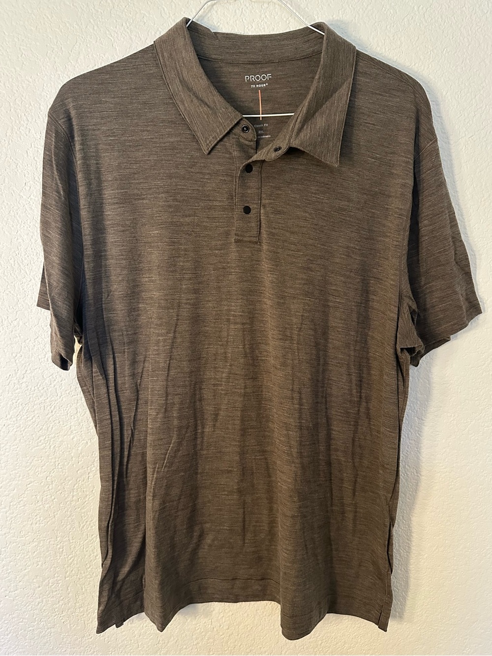 Proof 72 Hour Merino Wool Polo Shirt Men’s 2XL Brown Classic Fit